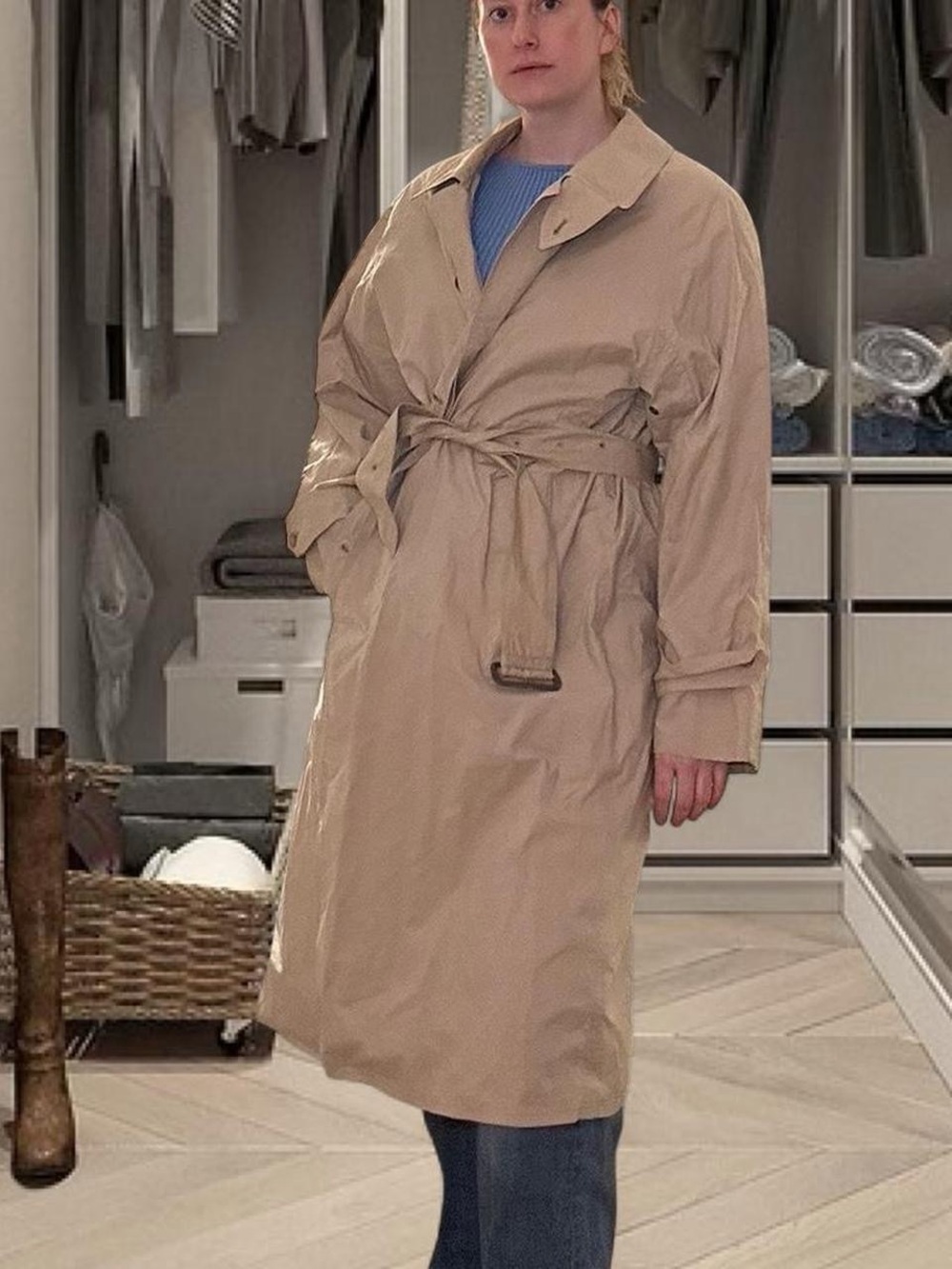 Burberry Khaki Double-Breasted Trench Coat